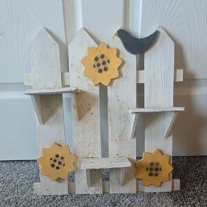 Rustic White and Yellow Wall Decor with Bird And Flowers Design